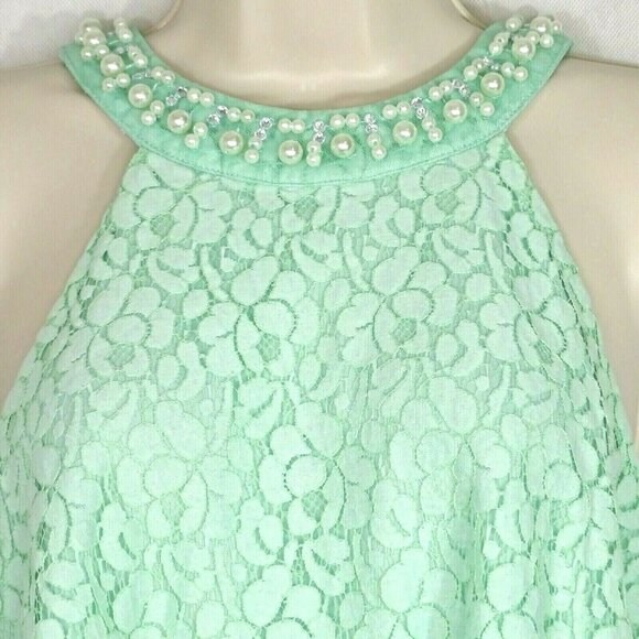Altard State Shift Dress Lace Overlay Beaded Women Size L Green Wedding Party - Picture 3 of 9